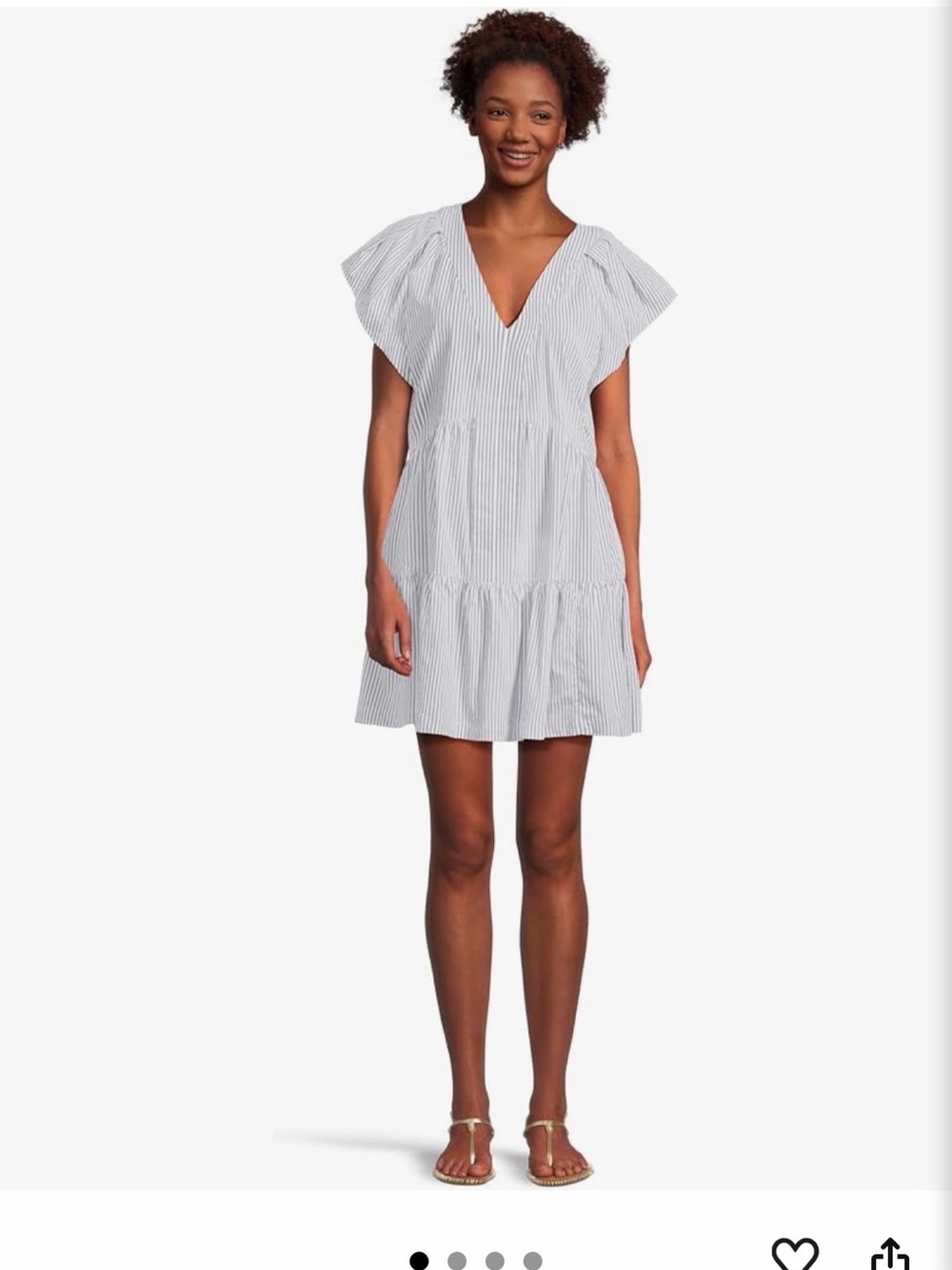 Vineyard Vines blue and white Striped V-Neck Tiered Mini Dress